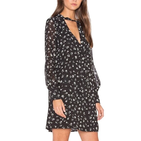 Wildfox Adore Black and White Floral Print Long Sleeve Dress, Size S - Picture 2 of 13